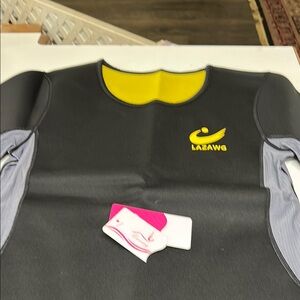LAZAWG Black and Yellow Neoprene weight loss Top. sz. sm
